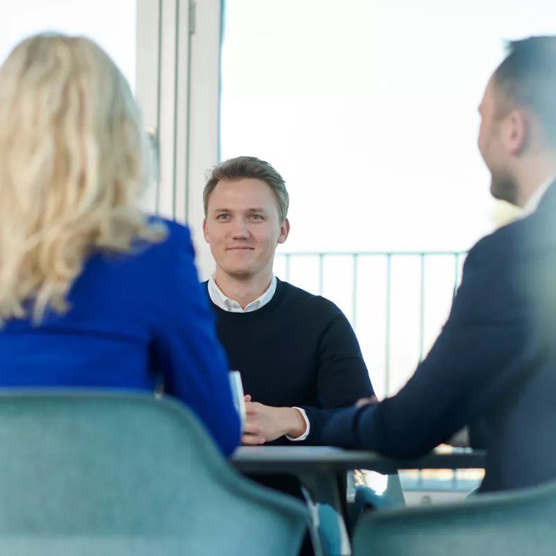A young man in a job interview