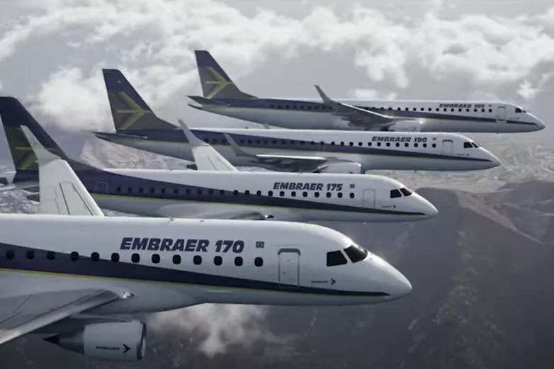 Embraer Aircrafts flying in the sky