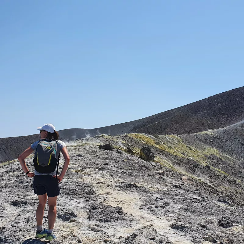 woman hiking in the mountains