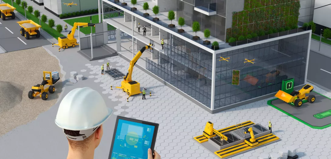 Vision für den Bau: Die Baustelle der Zukunft ist sauber, leise, nachhaltig und effizient. Foto: Porsche Consulting/Andreas Mass