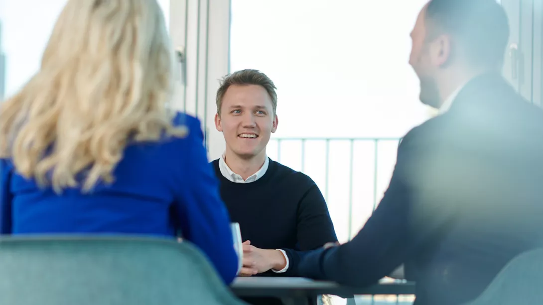 A young man in a job interview