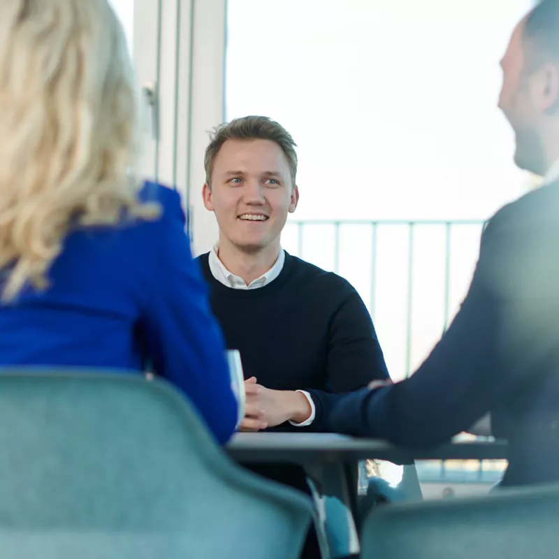 A young man in a job interview