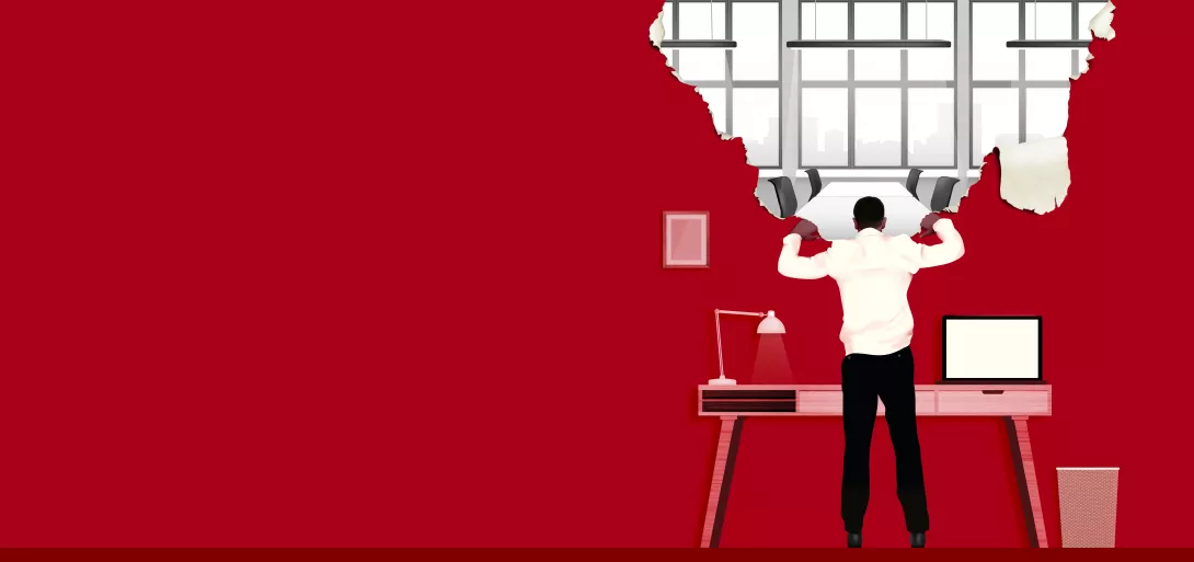 Picture showing Representation of working at home vs. in the office