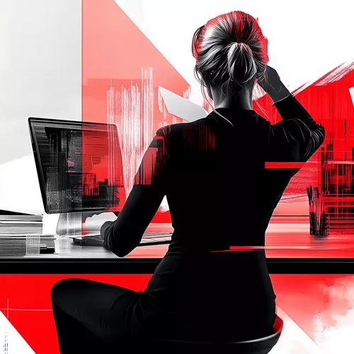 Woman in front of laptop on desk frustrated