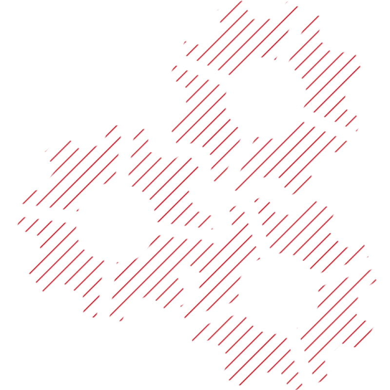 Hatched red cogwheels as icon on white background