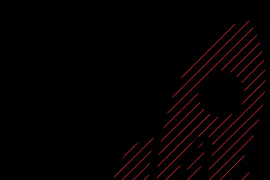 Hatched red rocket icon on black background